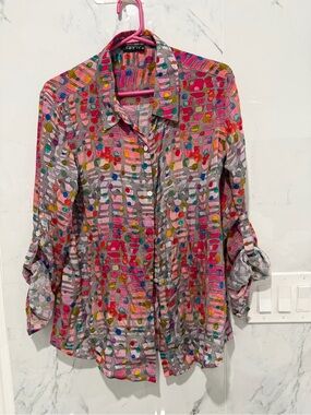 APNY Multicolor Pink Patterned Button-Down Shirt